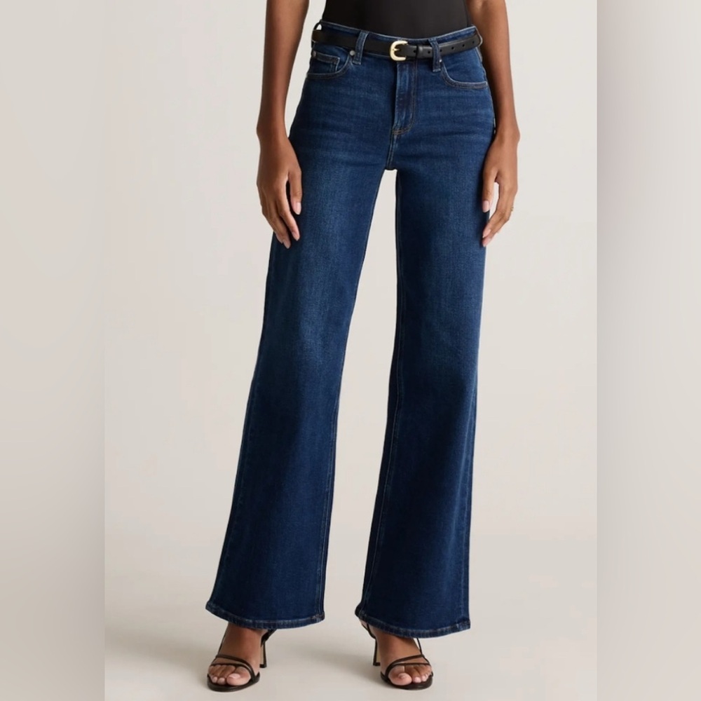 Quince Womens Bella Stretch Wide Leg Jeans Midnight Blue 26